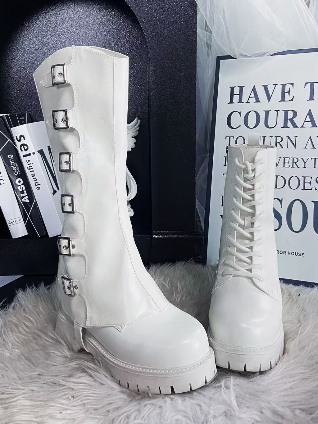 Eclipse-Multi-Buckle Punk Detachable Boot Shafts