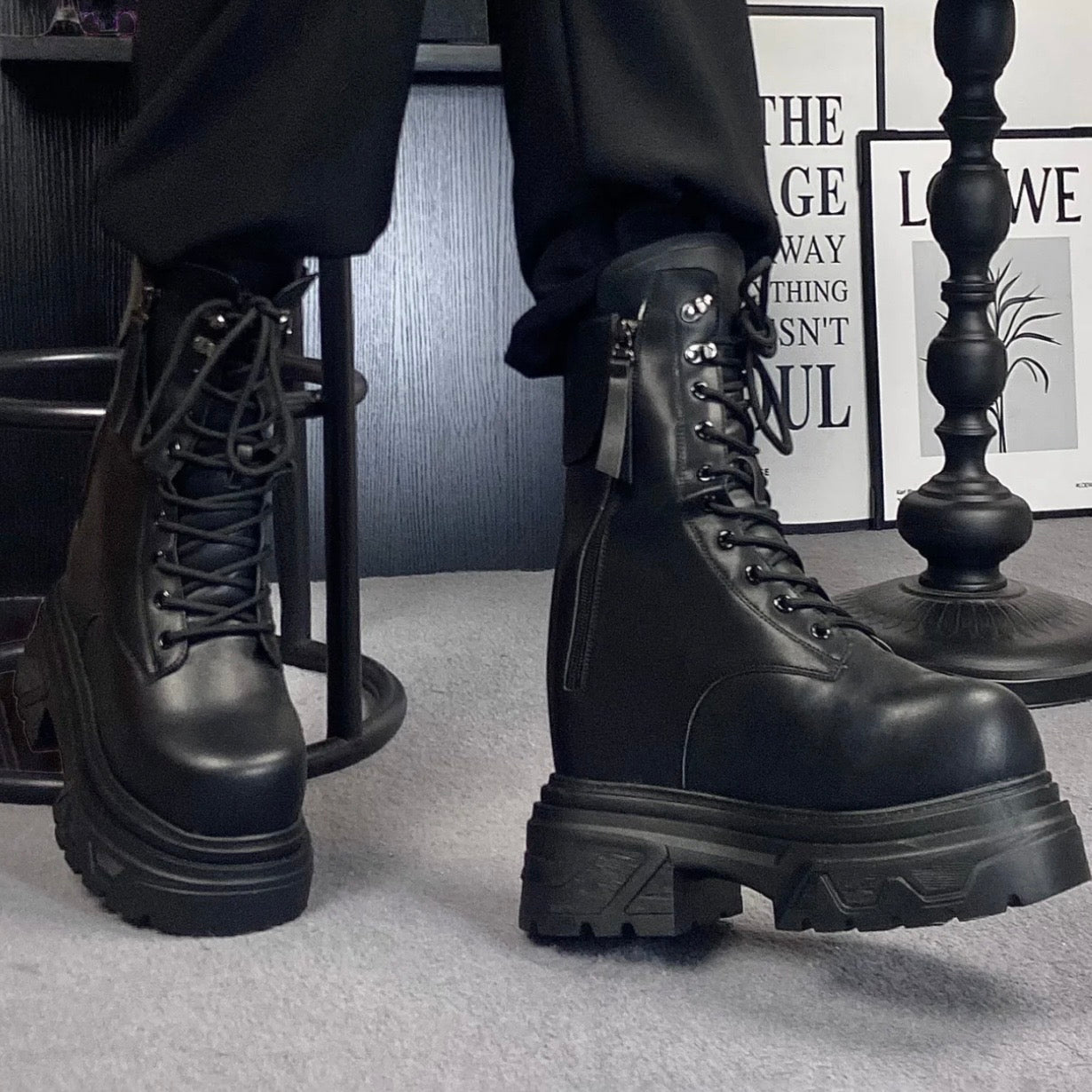 Alpha-20cm (7.9") Hidden Rise Matte Tactical Platform Boots