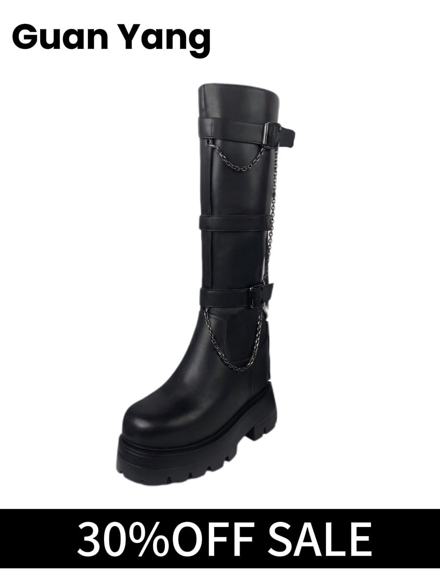 Iron Chain-16.5cm (6.5") Invisible Height-Increasing Cyberpunk Boots